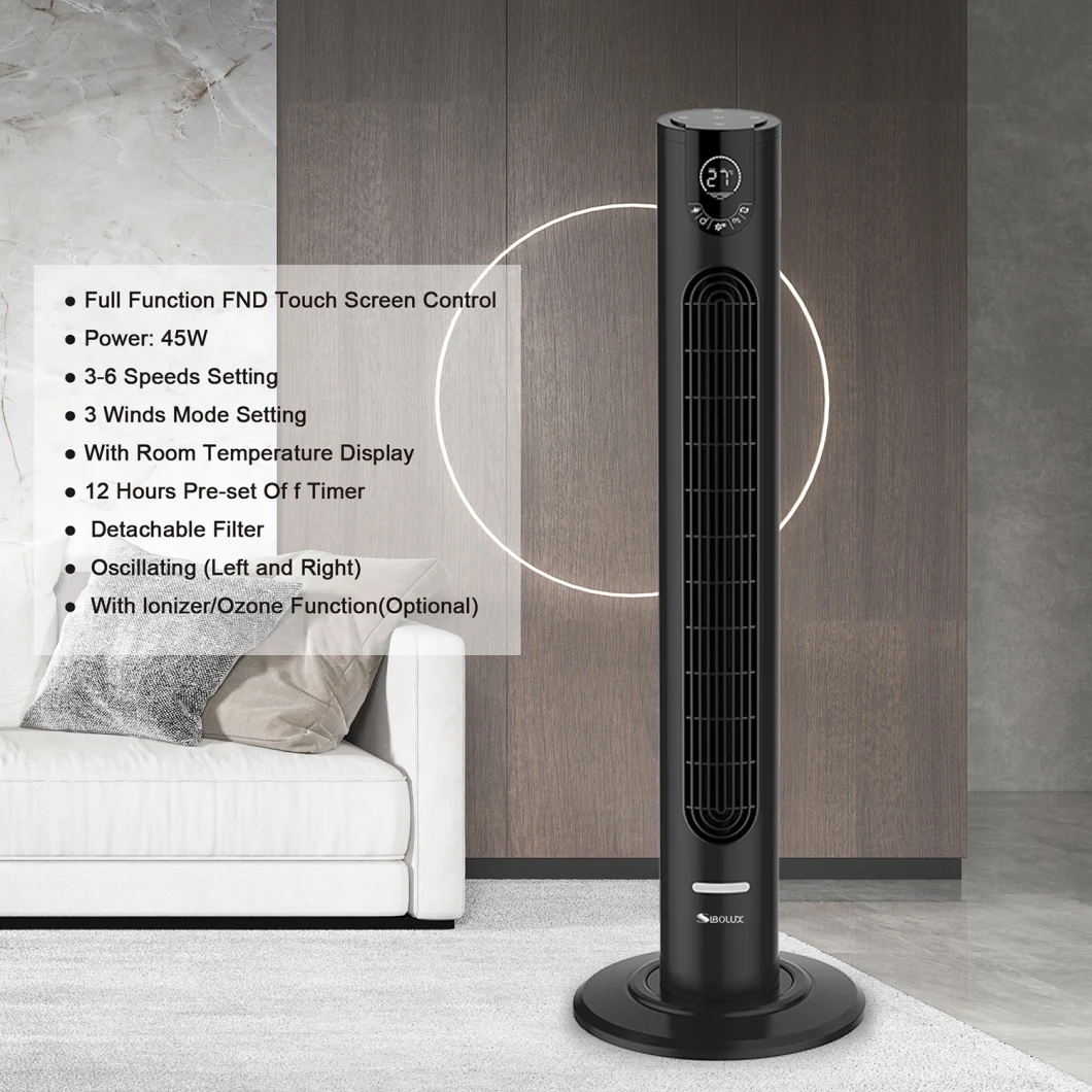 Bladeless Pedestal Fan Cooling Tower Fan Ventilation Fan with Remote